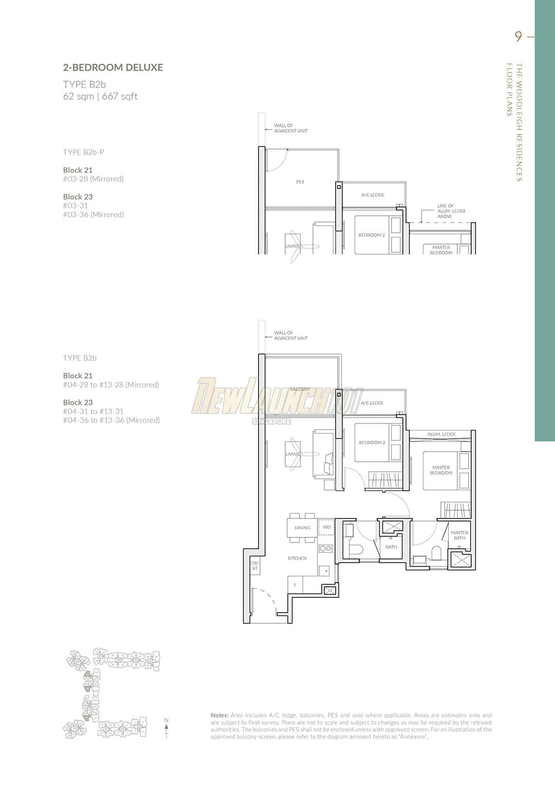 The Woodleigh Residences Floor Plan 2-Bedroom Type B2b