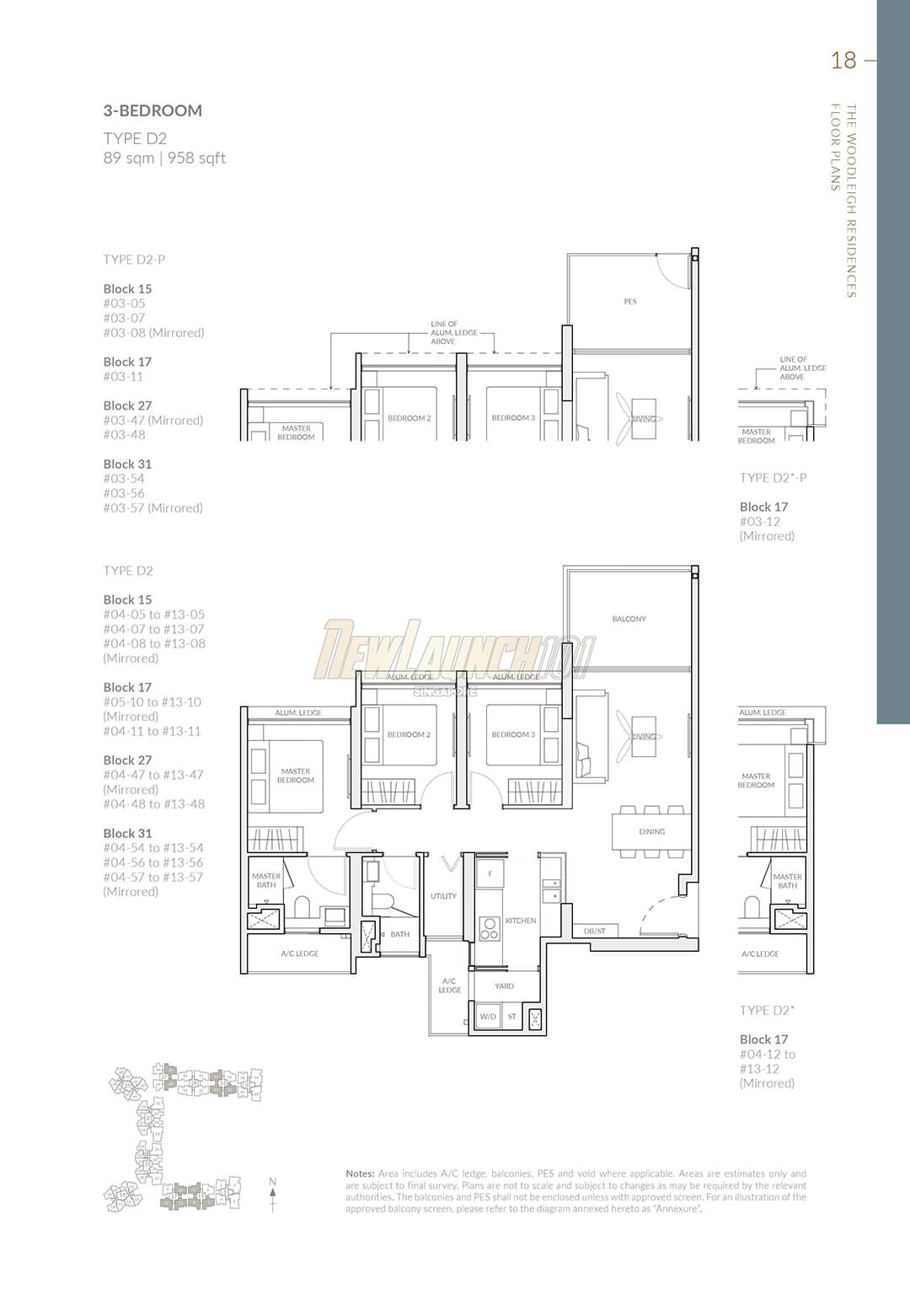 The Woodleigh Residences Floor Plan 3-Bedroom Type D2