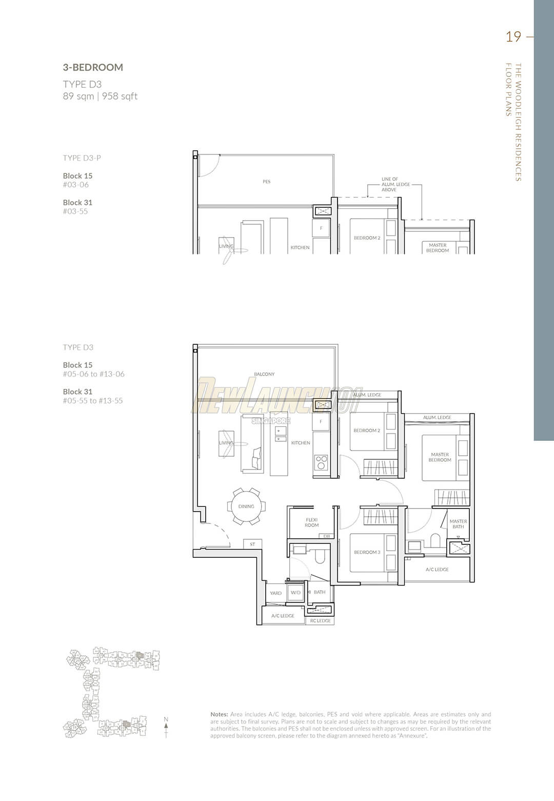 The Woodleigh Residences Floor Plan 3-Bedroom Type D3