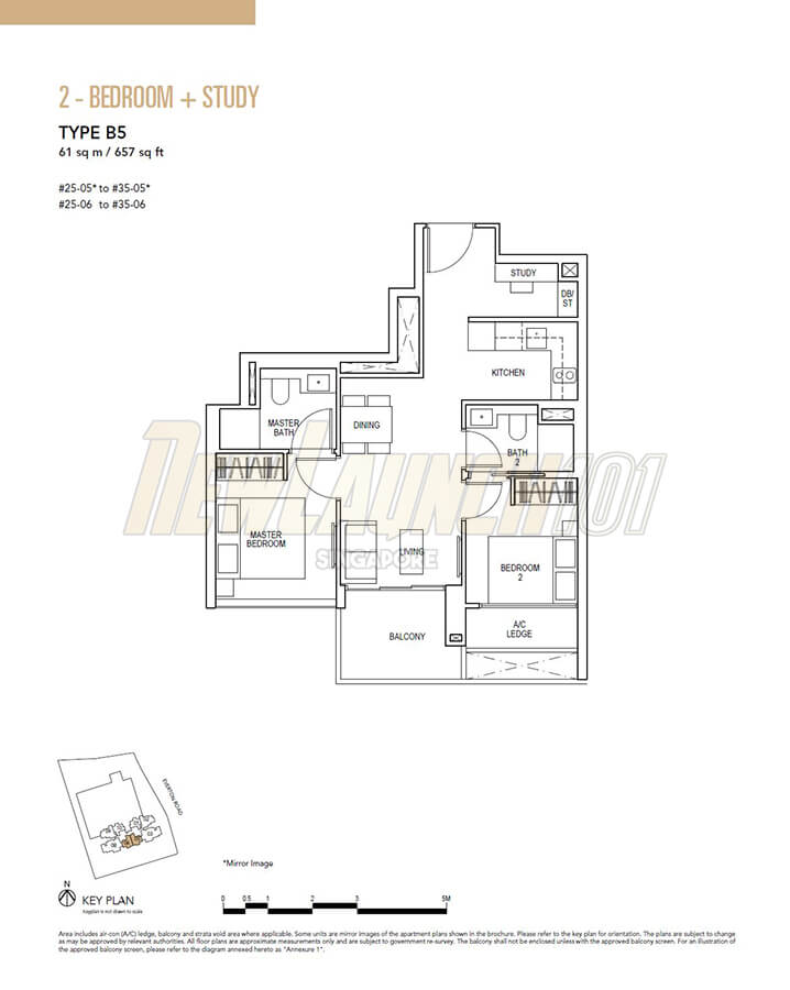 Sky Everton Floor Plan 2-Bedroom Study Type B5