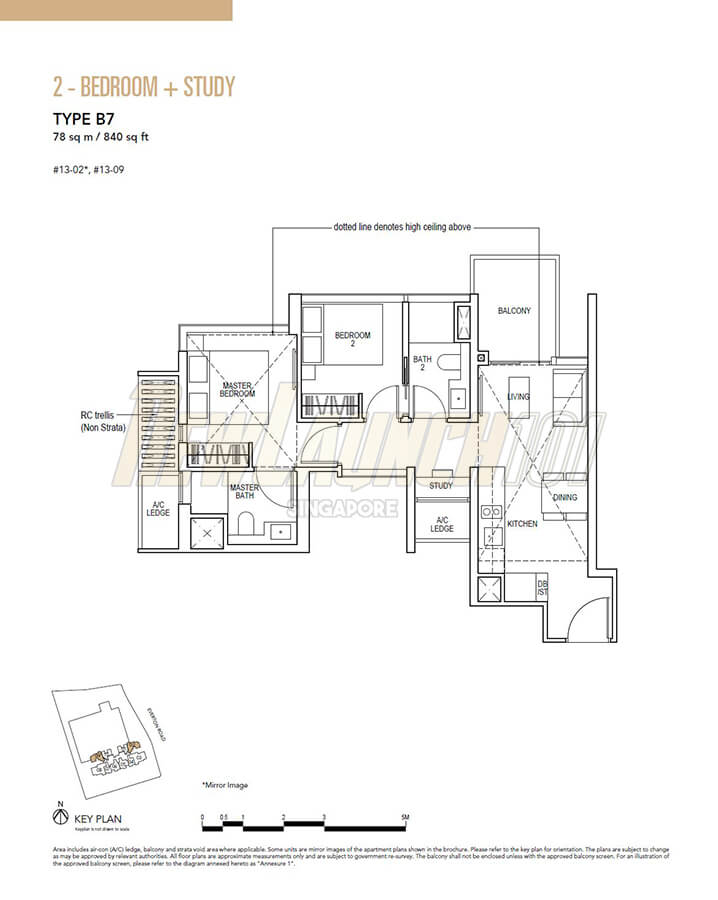 Sky Everton Floor Plan 2-Bedroom Study Type B7
