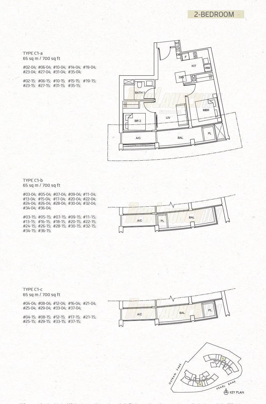 One Pearl Bank Floor Plan 2-Bedroom Type C1a