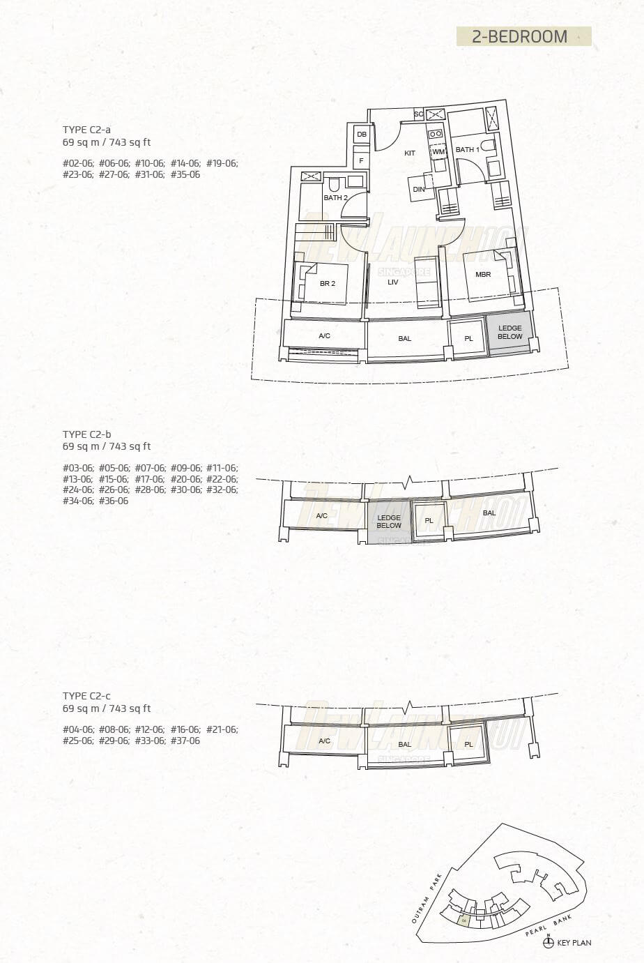 One Pearl Bank Floor Plan 2-Bedroom Type C2a