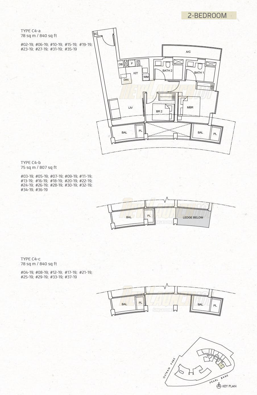 One Pearl Bank Floor Plan 2-Bedroom Type C4a