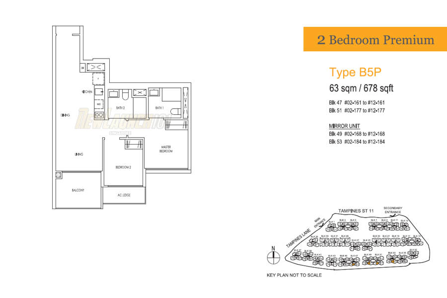 Treasure at Tampines Floor Plan 2-Bedroom Premium Type B5P