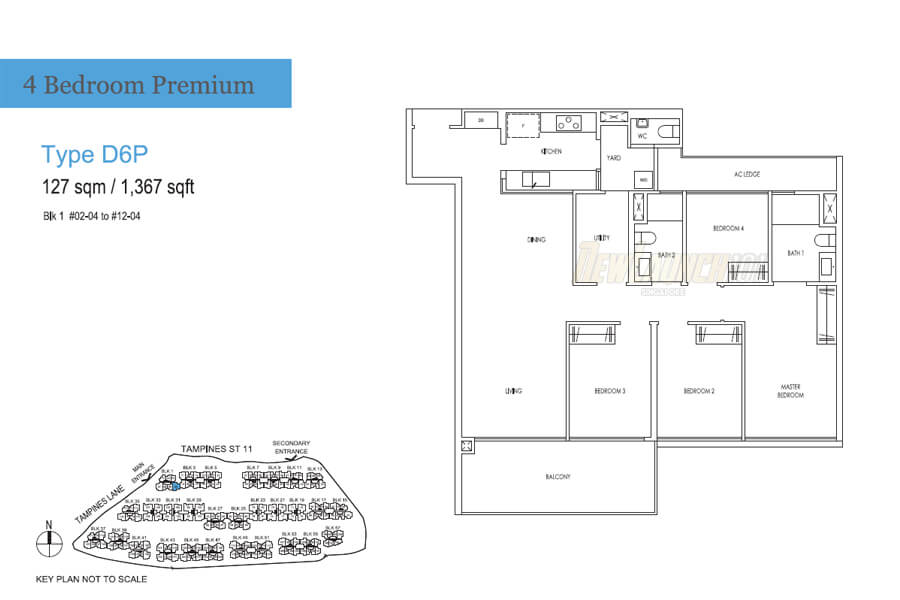 Treasure at Tampines Floor Plan 4-Bedroom Premium Type D6P