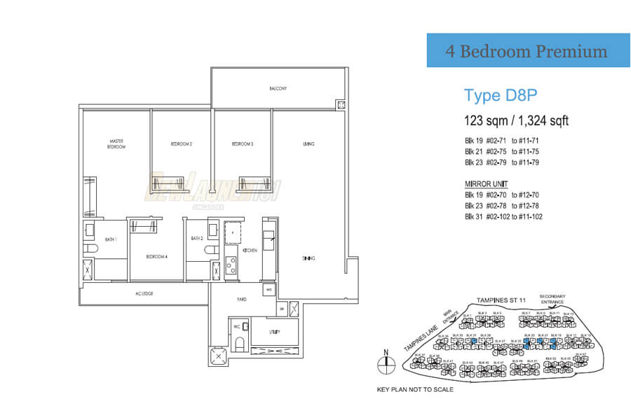 Treasure at Tampines Floor Plan 4-Bedroom Premium Type D8P