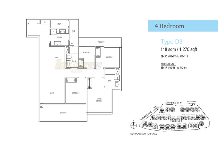 Treasure at Tampines Floor Plan 4-Bedroom Type D3