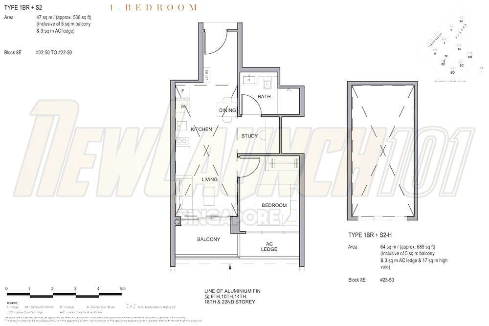 Parc Clematis Floor Plan 1-Bedroom Study 506
