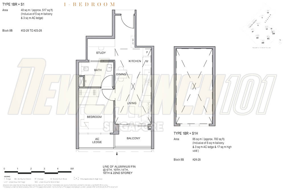 Parc Clematis Floor Plan 1-Bedroom Study 517