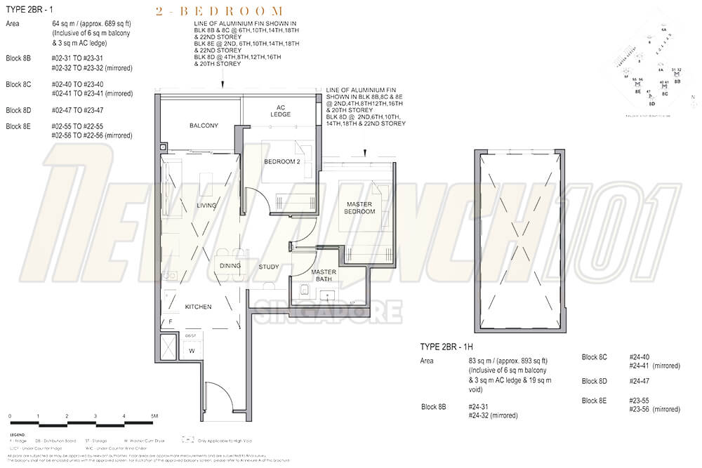 Parc Clematis Floor Plan 2-Bedroom 689