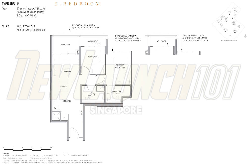 Parc Clematis Floor Plan 2-Bedroom 721 Stack 14