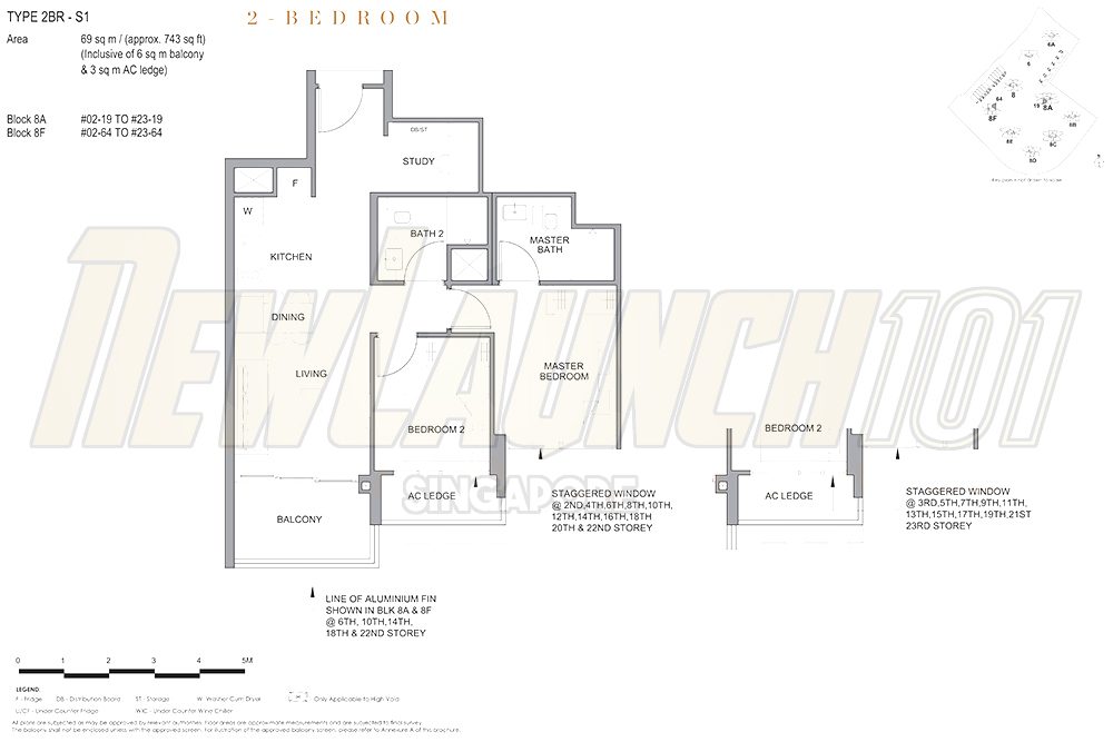 Parc Clematis Floor Plan 2-Bedroom Study 743