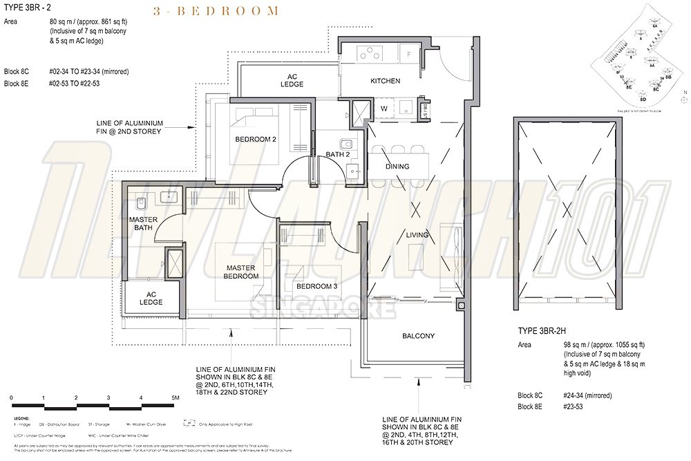 Parc Clematis Floor Plan 3-Bedroom 861