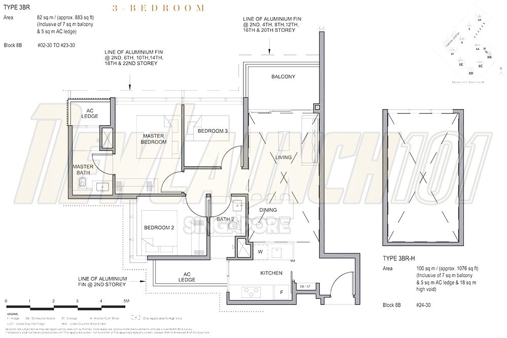 Parc Clematis Floor Plan 3-Bedroom 883