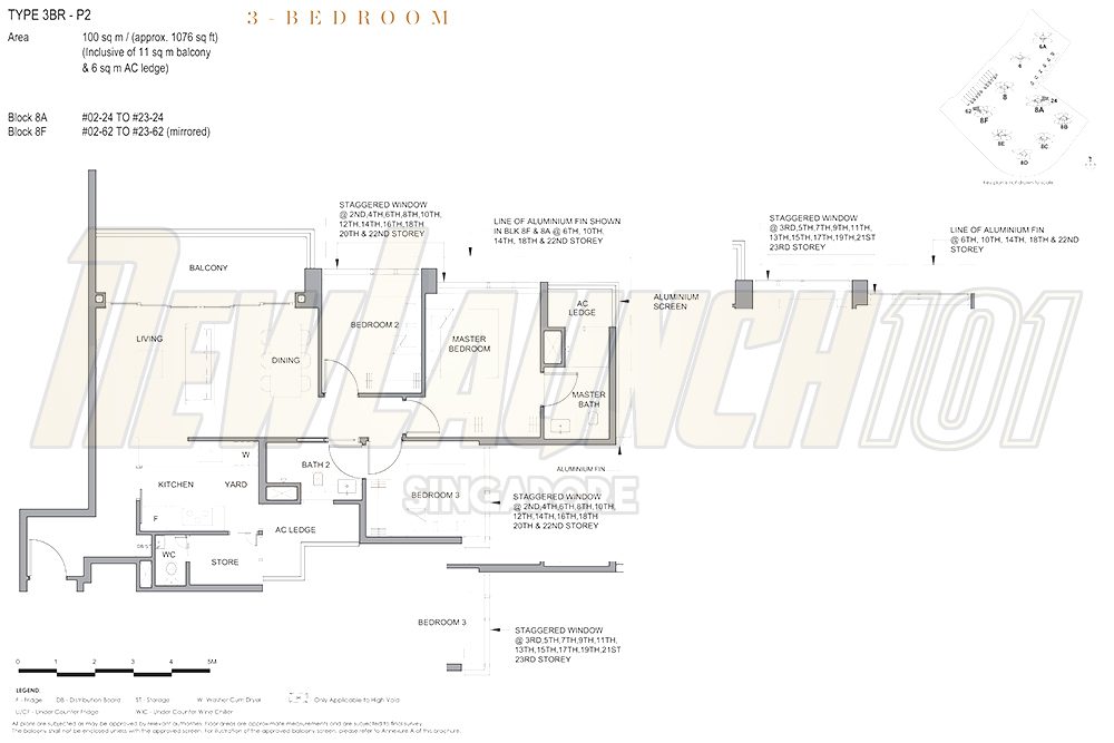 Parc Clematis Floor Plan 3-Bedroom Premium 1076
