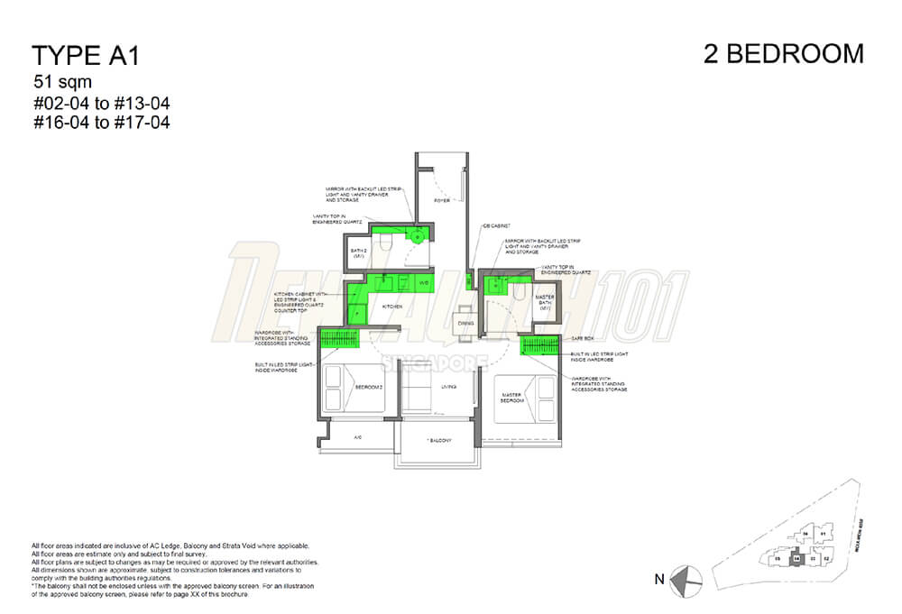 NEU at Novena Floor Plan 2-Bedroom Type A1
