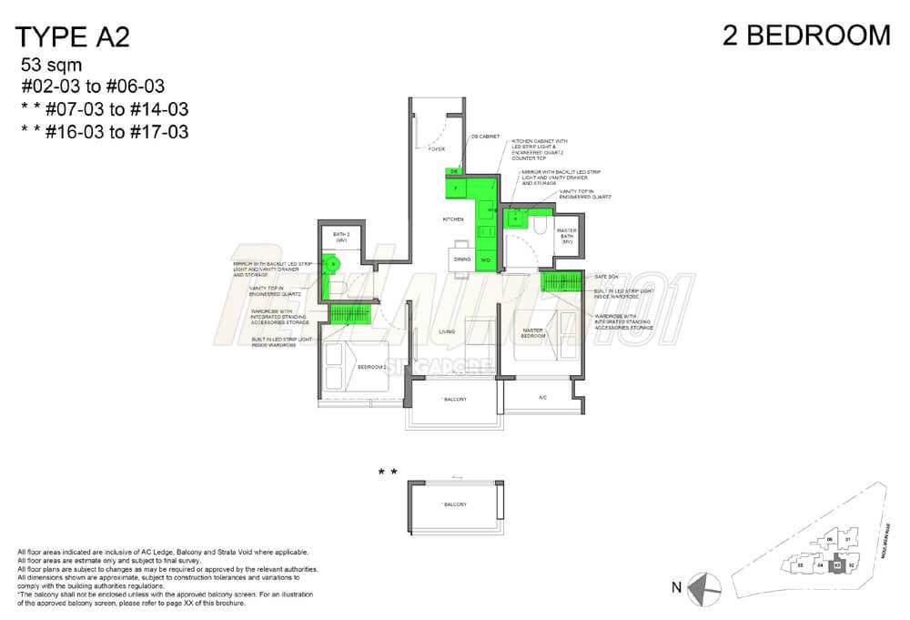 NEU at Novena Floor Plan 2-Bedroom Type A2