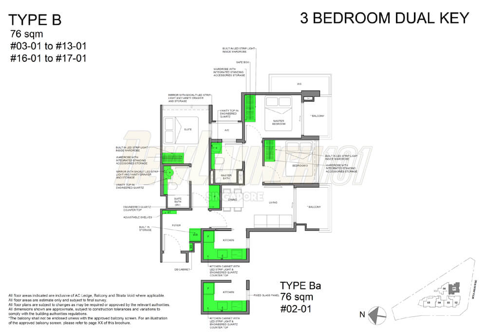 NEU at Novena Floor Plan 3-Bedroom Dual-Key Type B