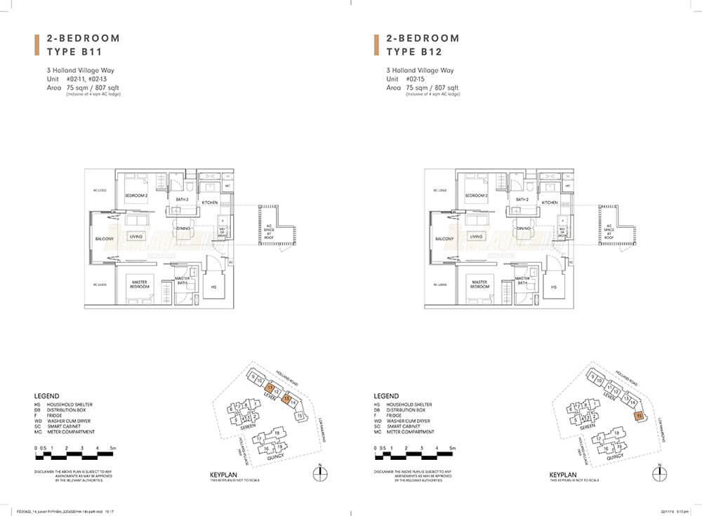 One Holland Village Residences Floor Plan 2-Bedroom Type B11