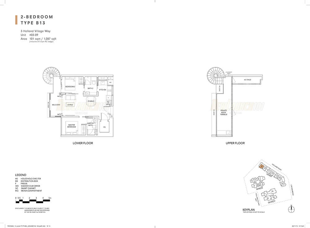 One Holland Village Residences Floor Plan 2-Bedroom Type B13