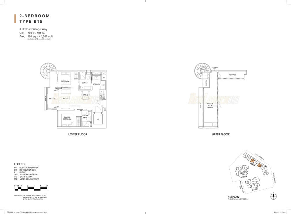 One Holland Village Residences Floor Plan 2-Bedroom Type B15