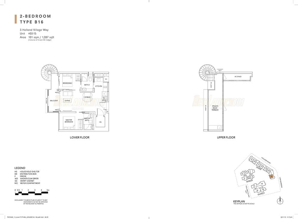One Holland Village Residences Floor Plan 2-Bedroom Type B16