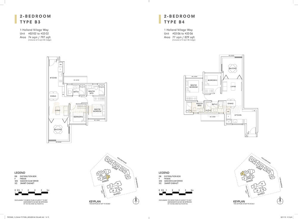 One Holland Village Residences Floor Plan 2-Bedroom Type B3