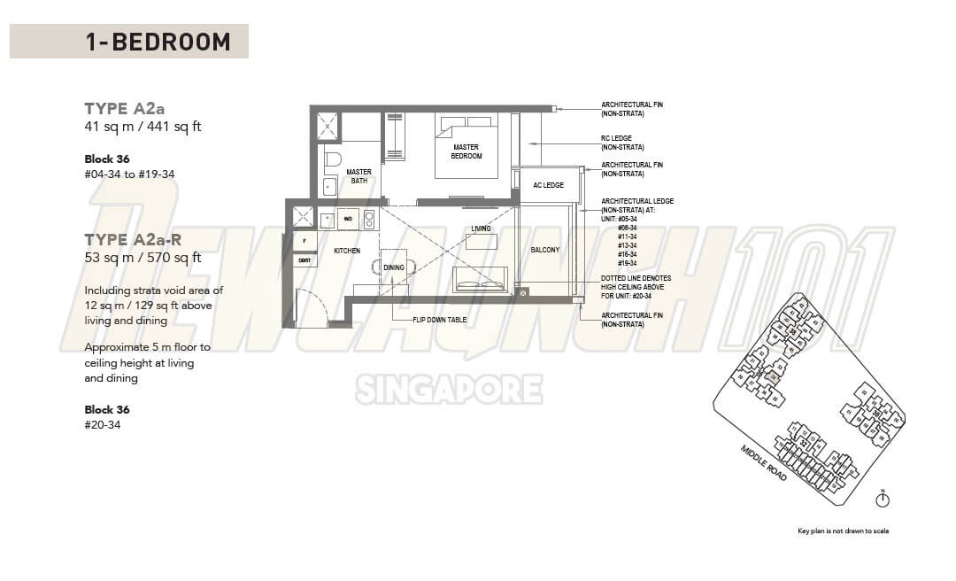 The M Condo Floor Plan 1-Bedroom Type A2a