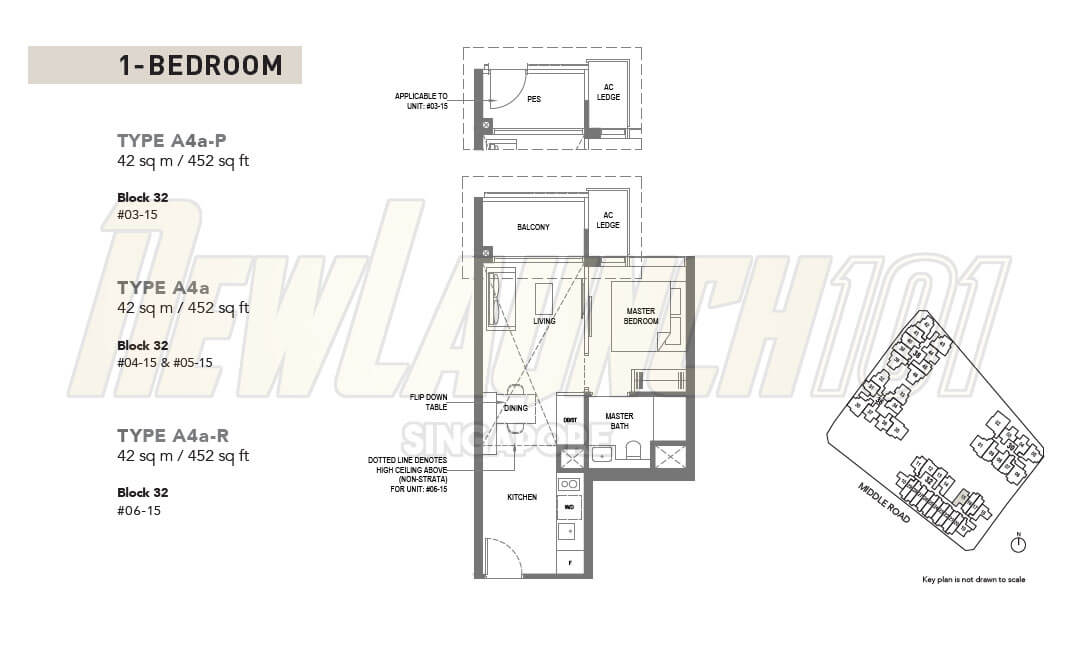 The M Condo Floor Plan 1-Bedroom Type A4ap