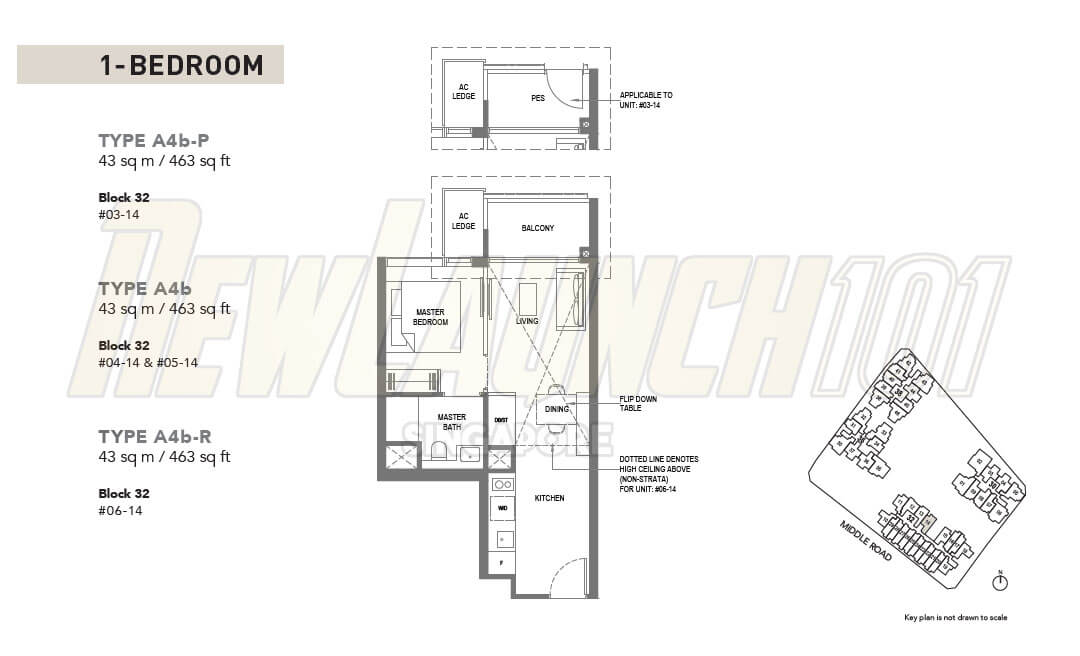 The M Condo Floor Plan 1-Bedroom Type A4bp