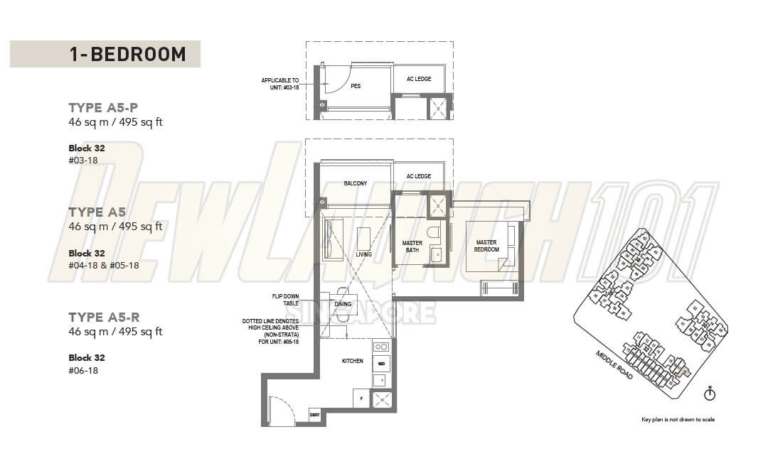 The M Condo Floor Plan 1-Bedroom Type A5p
