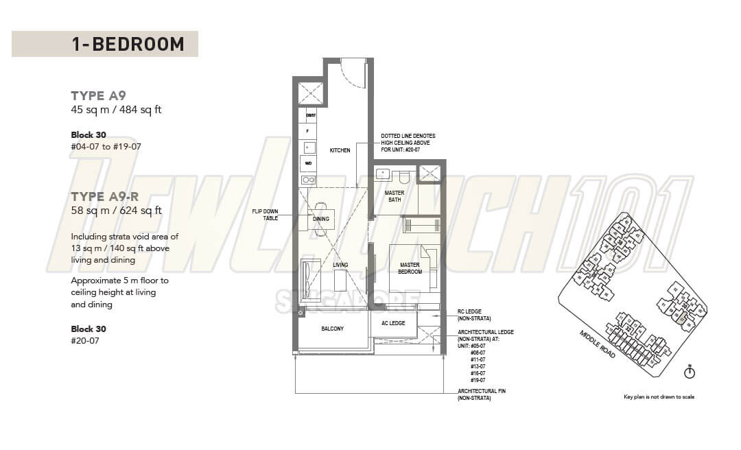 The M Condo Floor Plan 1-Bedroom Type A9
