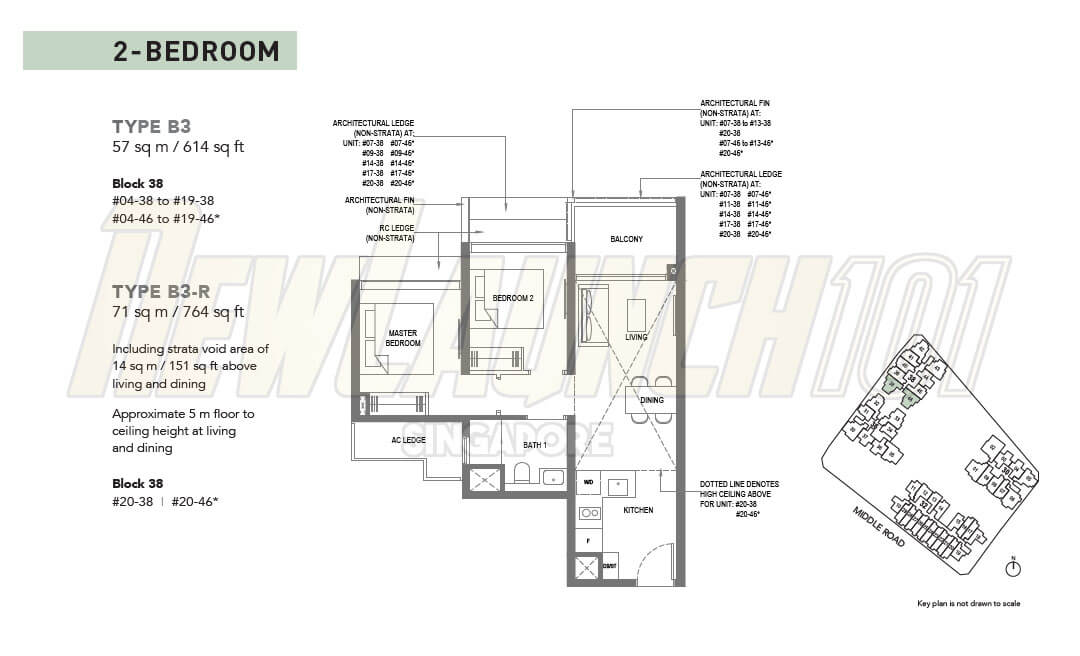 The M Condo Floor Plan 2-Bedroom Type B3