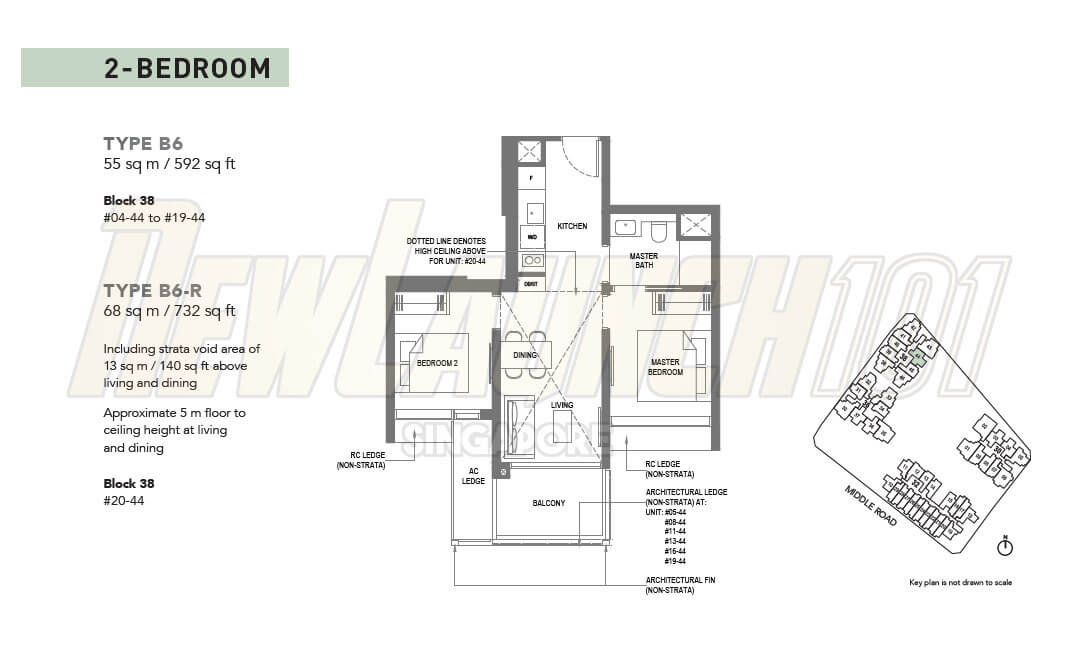 The M Condo Floor Plan 2-Bedroom Type B6
