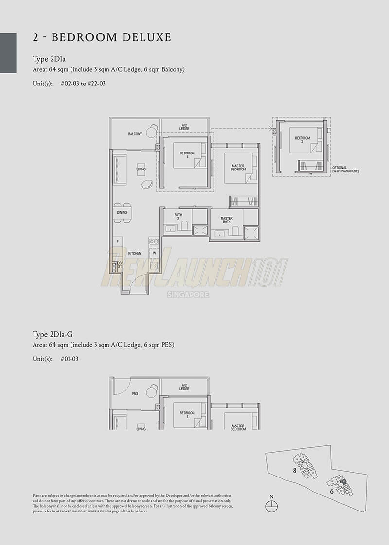 Kopar at Newton Floor Plan 2-Bedroom Deluxe Type 2D1a