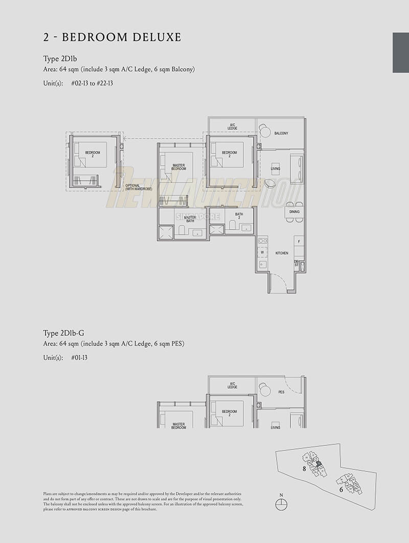 Kopar at Newton Floor Plan 2-Bedroom Deluxe Type 2D1b