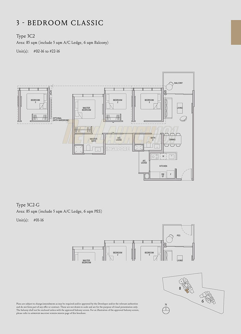Kopar at Newton Floor Plan 3-Bedroom Classic Type 3C2