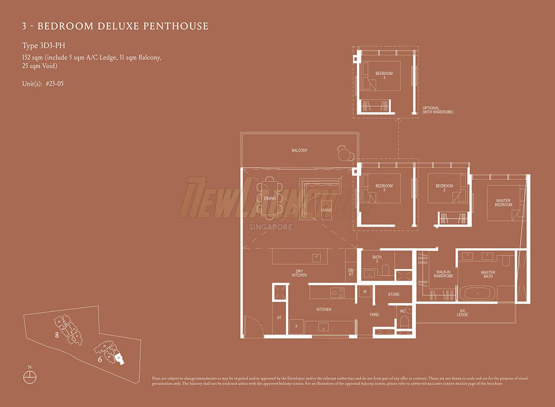 Kopar at Newton Floor Plan 3-Bedroom Deluxe Penthouse Type 3D3