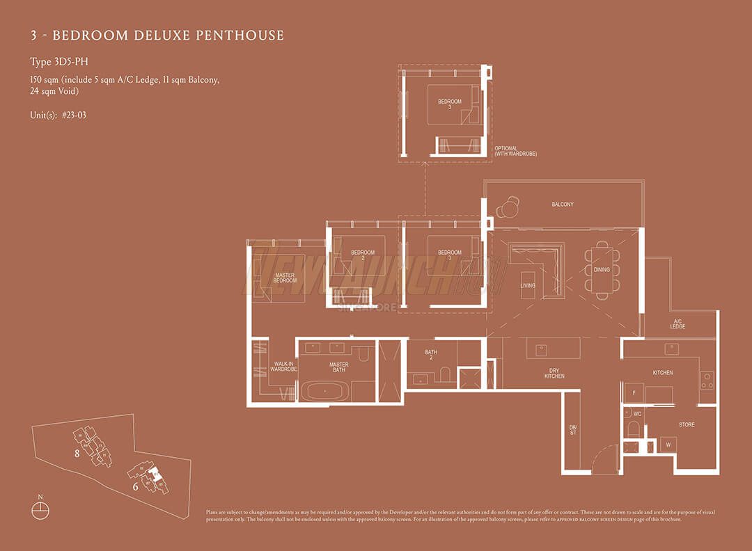 Kopar at Newton Floor Plan 3-Bedroom Deluxe Penthouse Type 3D5