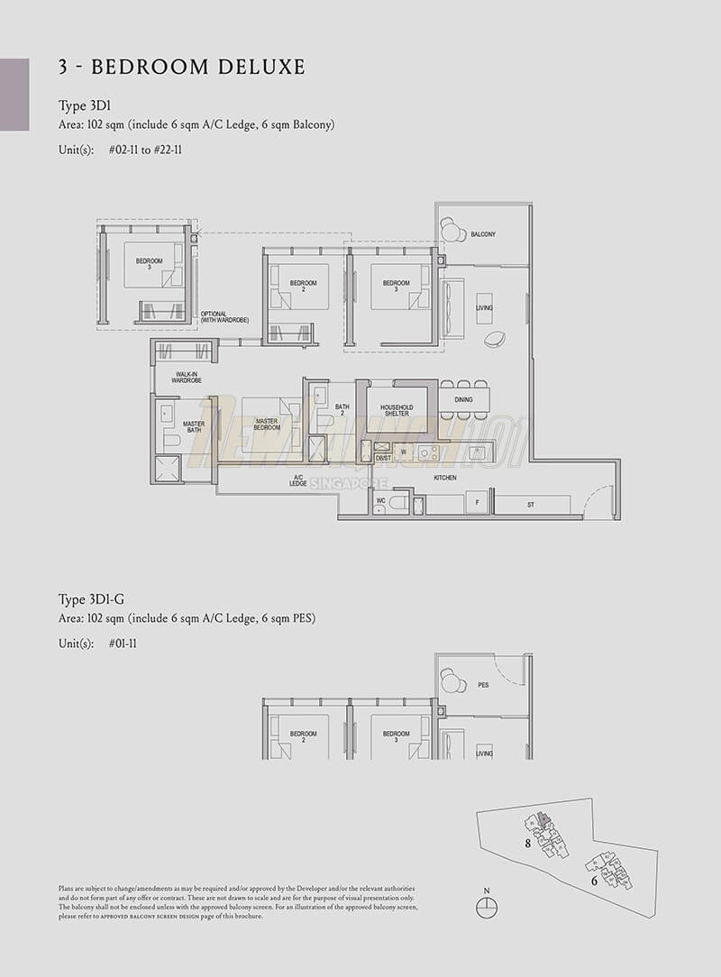 Kopar at Newton Floor Plan 3-Bedroom Deluxe Type 3D1