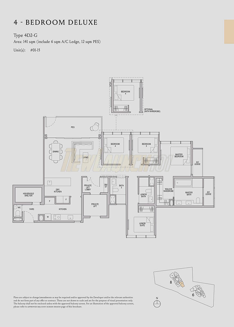 Kopar at Newton Floor Plan 4-Bedroom Deluxe Type 4D2G