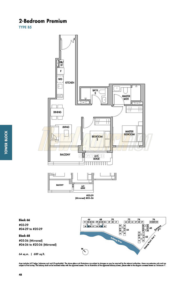 The Tre Ver Floor Plan 2-Bedroom Premium Type B5