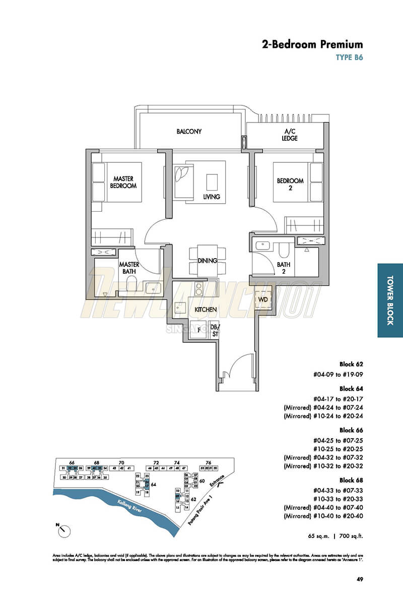 The Tre Ver Floor Plan 2-Bedroom Premium Type B6