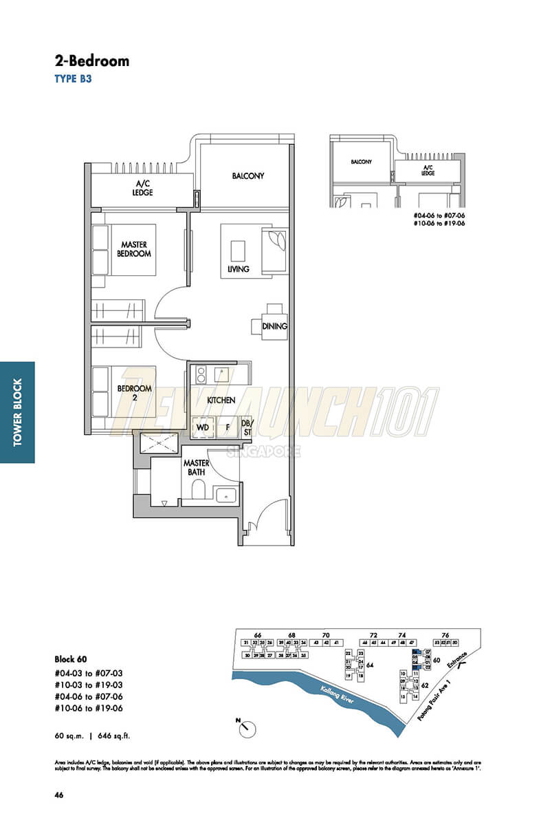 The Tre Ver Floor Plan 2-Bedroom Type B3