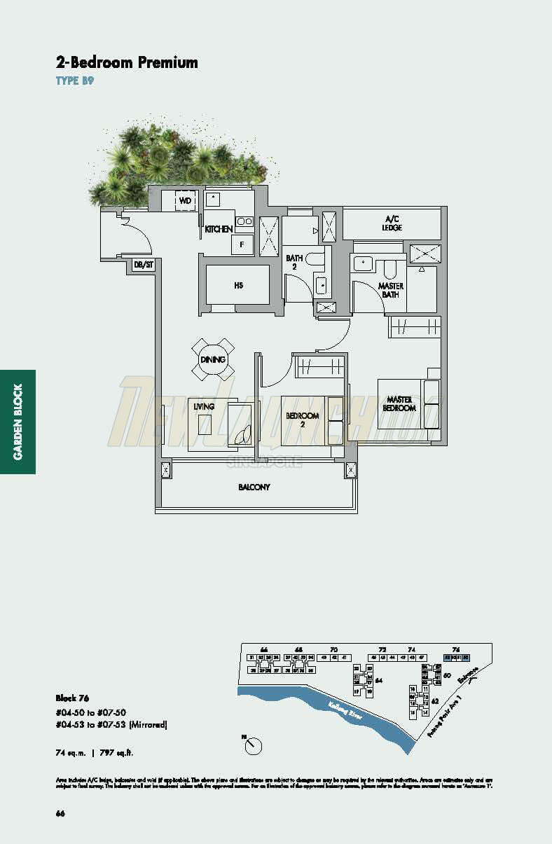 The Tre Ver Floor Plan 2-Bedroom Type B9