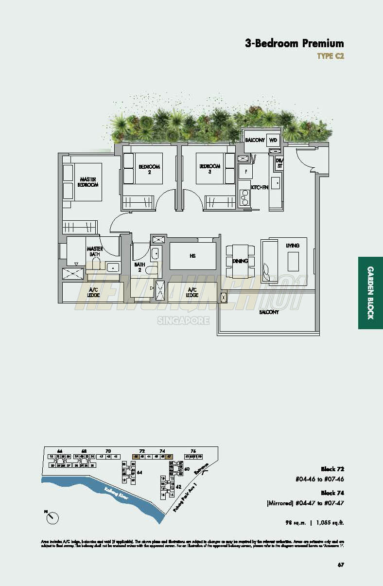 The Tre Ver Floor Plan 3-Bedroom Premium Type C2