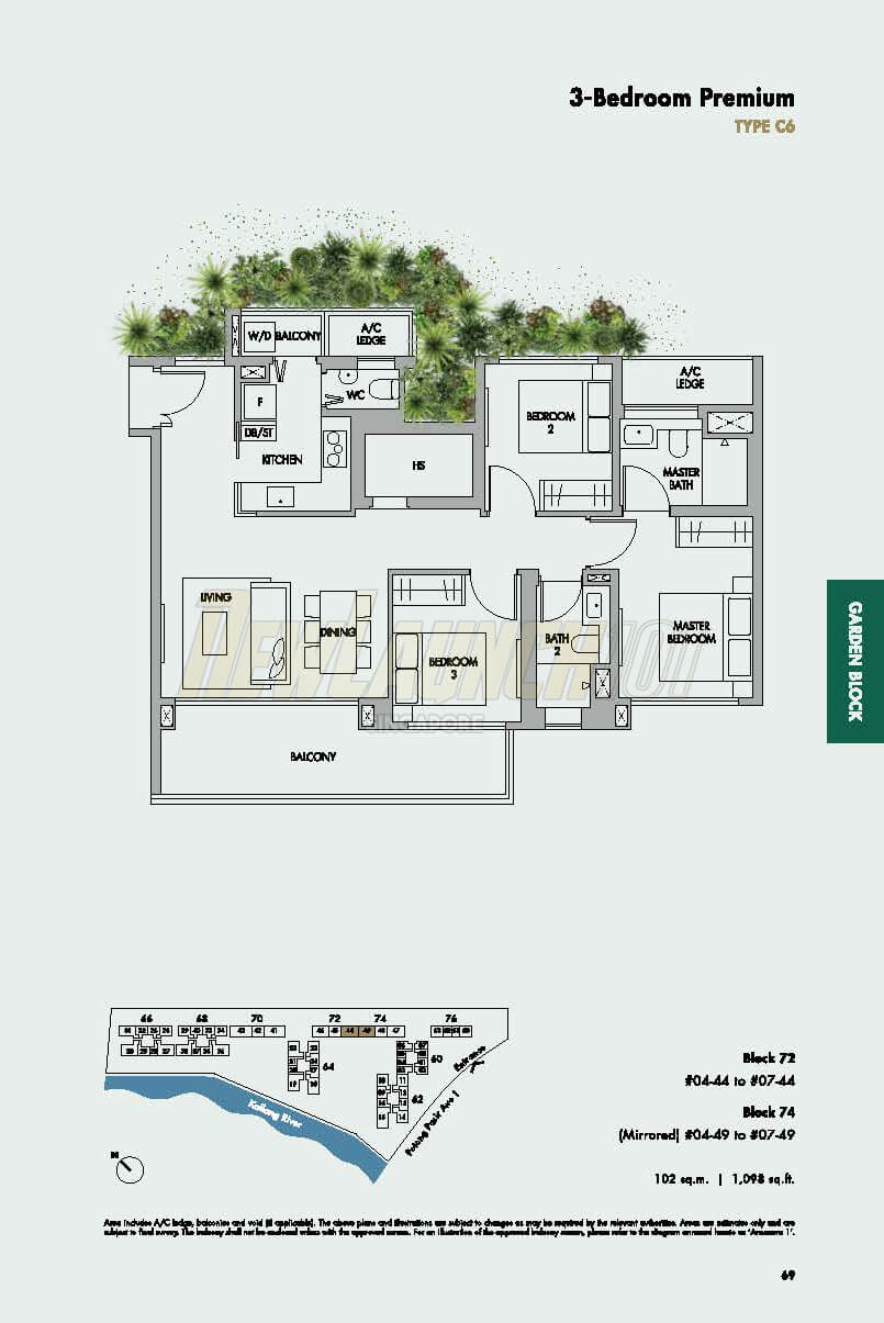 The Tre Ver Floor Plan 3-Bedroom Premium Type C6