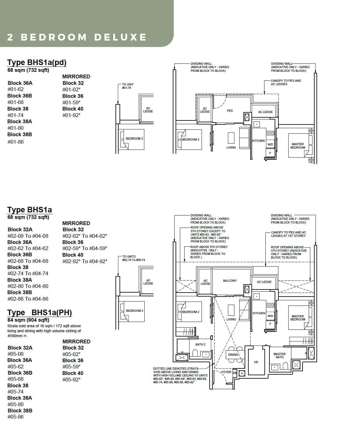 Forett at Bukit Timah Floor Plan 2-Bedroom Deluxe Type BHS1a