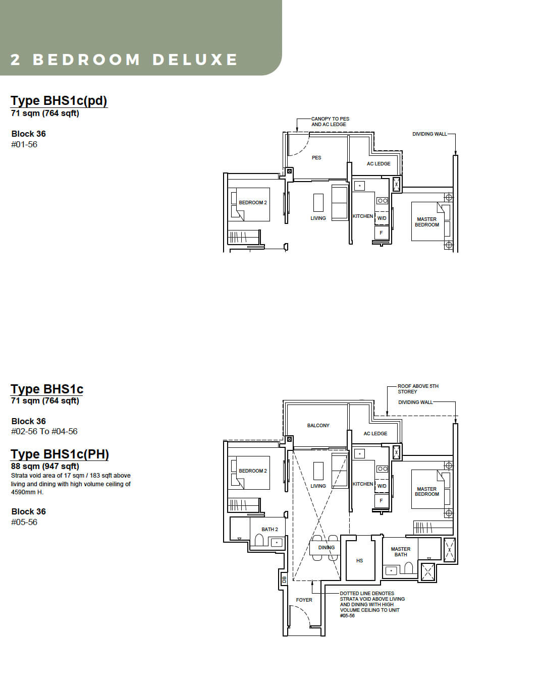Forett at Bukit Timah Floor Plan 2-Bedroom Deluxe Type BHS1c